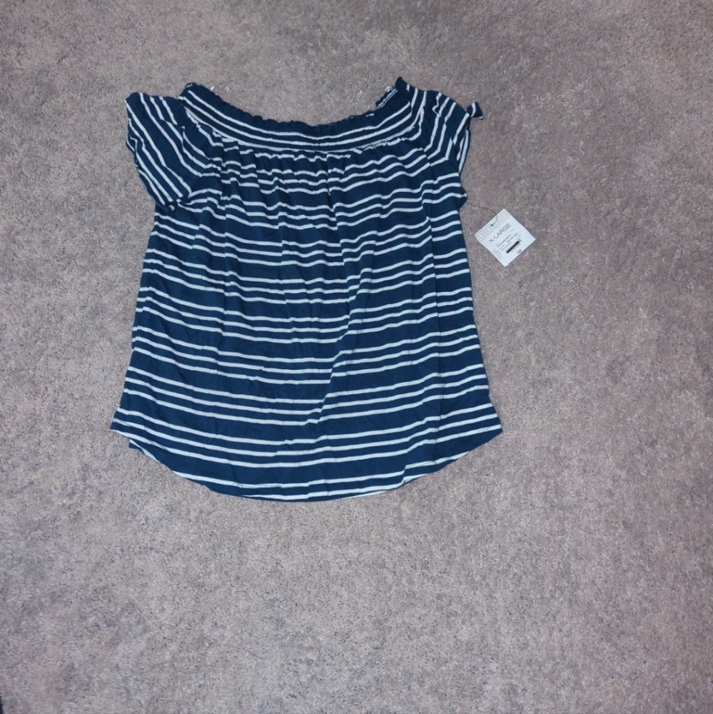 Liz Claiborne blue and white striped top XL